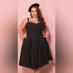 MANEATER SWING DRESS IN BLACK POLKA DOT - VIXEN BY MICHELINE PITT 2XL